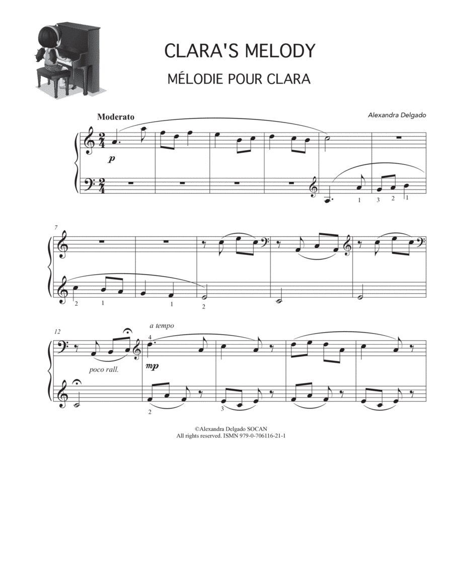 Clara's Melody/Mélodie pour Clara Easy Piano scores gallery preview page 1