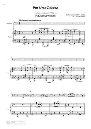 Por Una Cabeza - Cello and Piano - Advanced (Full Score)