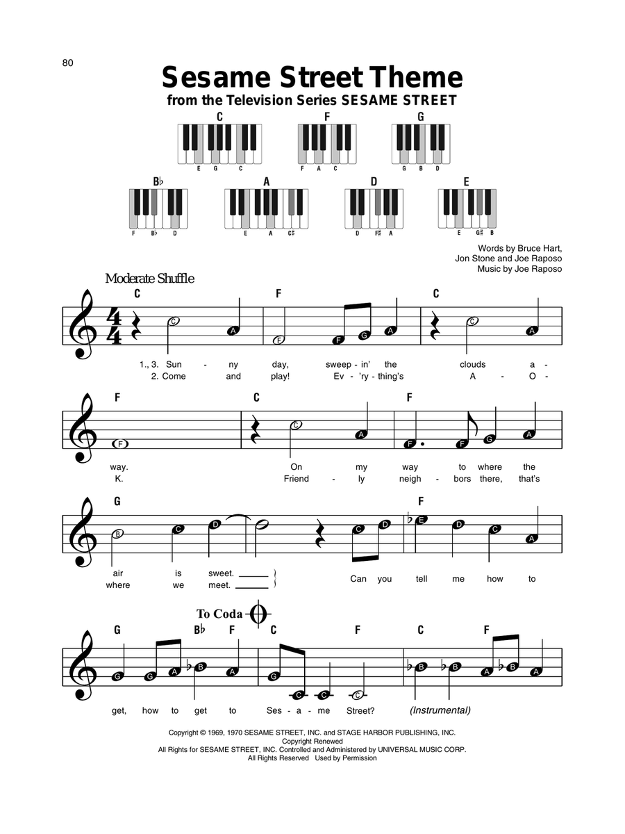 Sesame Street Theme Easy Piano scores gallery preview page 1