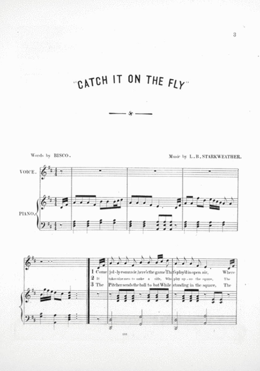Catch it on the Fly. Base Ball Song & Chorus