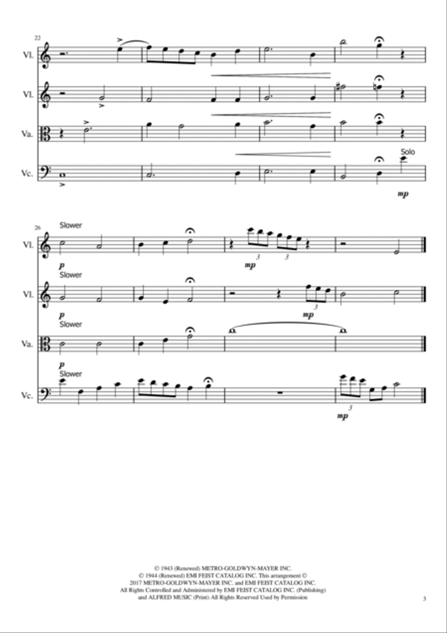 Have Yourself A Merry Little Christmas String Quartet scores gallery preview page 3