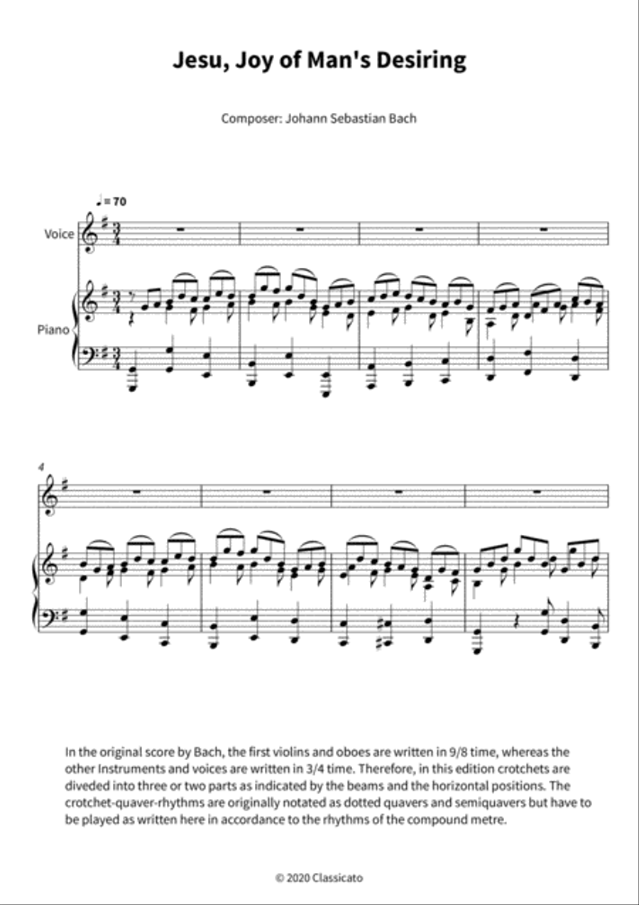 Jesu, Joy of Man's Desiring Piano, Vocal, Guitar scores gallery preview page 3