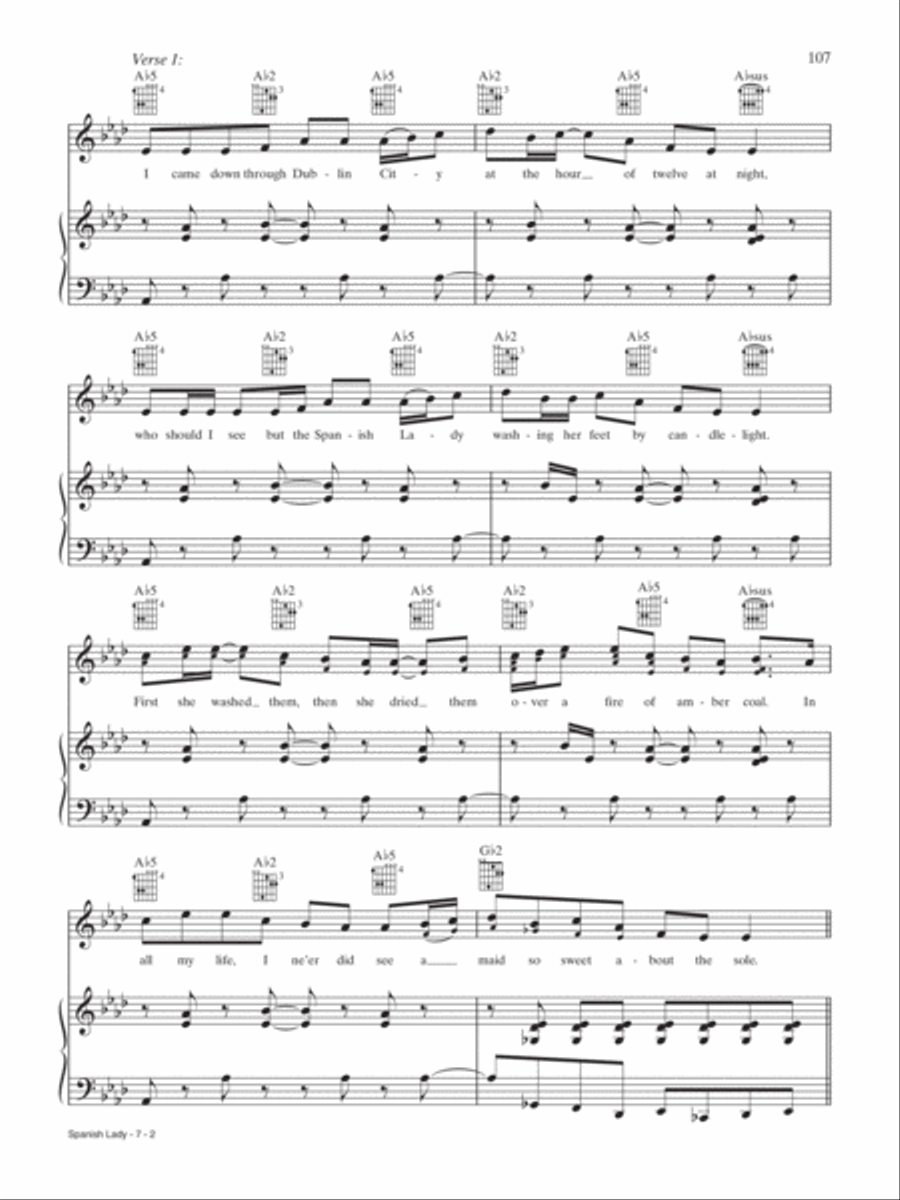 Spanish Lady Piano, Vocal, Guitar scores gallery preview page 2