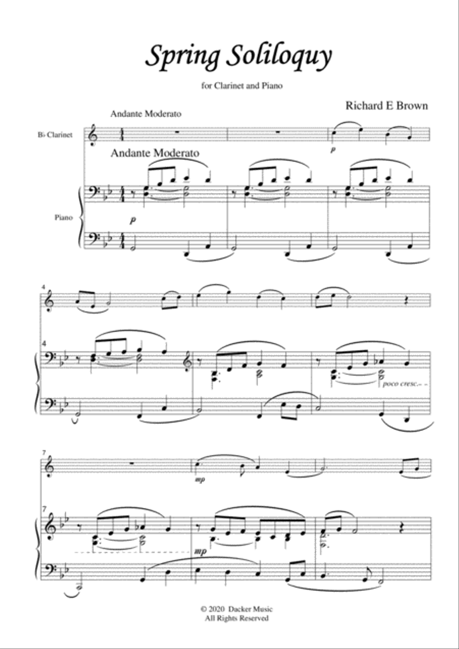Spring Soliloquy - Clarinet Clarinet Solo scores gallery preview page 2
