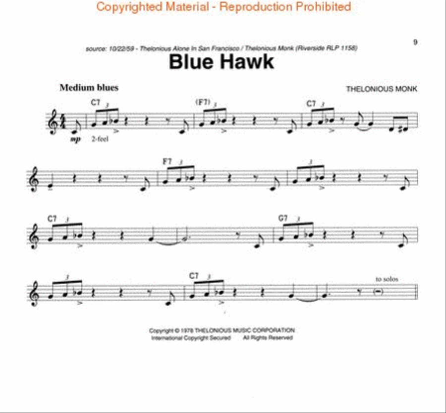 Thelonious Monk Fake Book Fake Book scores gallery preview page 3