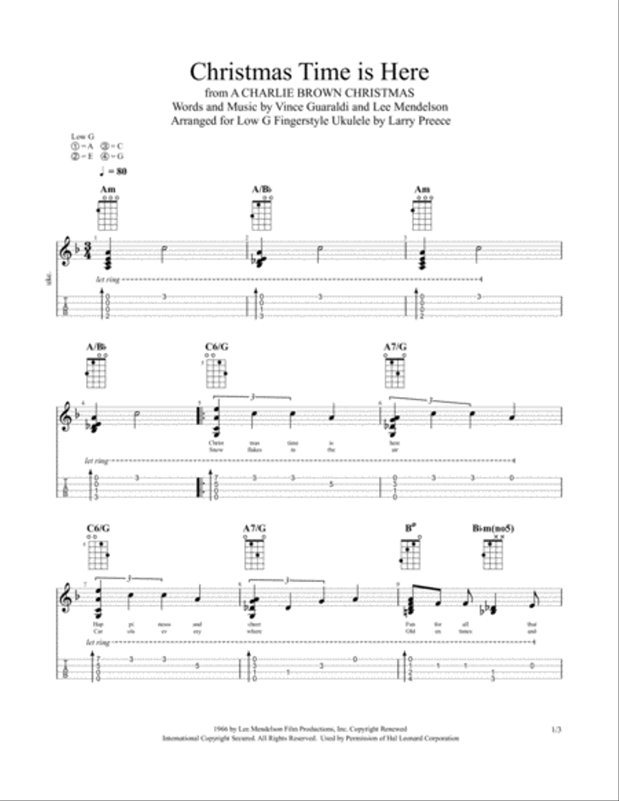 Christmas Time Is Here Christmas Time Is Here Ukulele scores gallery preview page 1