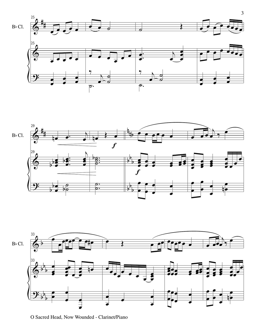 O SACRED HEAD, NOW WOUNDED (Bb Clarinet/Piano and Clarinet Part) B-Flat Clarinet scores gallery preview page 3
