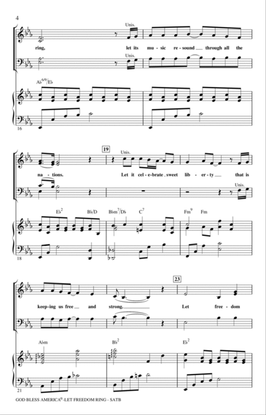 God Bless America (Let Freedom Ring) (Medley) 4-Part scores gallery preview page 3