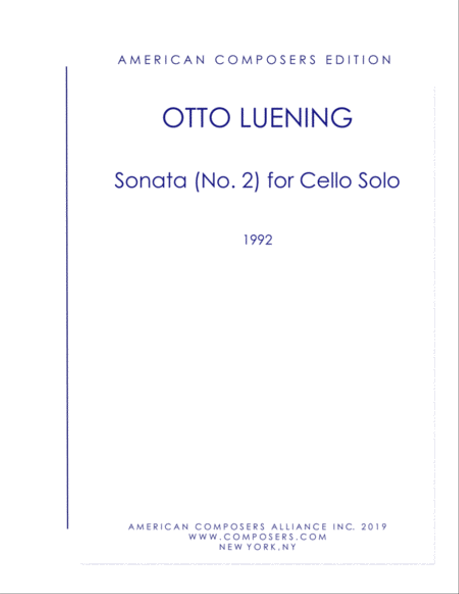 [Luening] Sonata (No. 2) for Cello Solo by Otto Luening Cello Solo - Digital Sheet Music