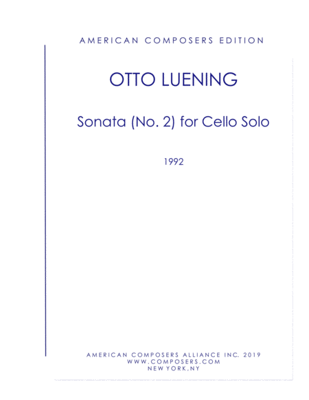 [Luening] Sonata (No. 2) for Cello Solo