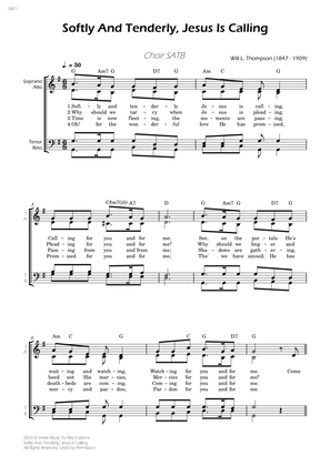 Softly And Tenderly - Choir SATB - W/Chords