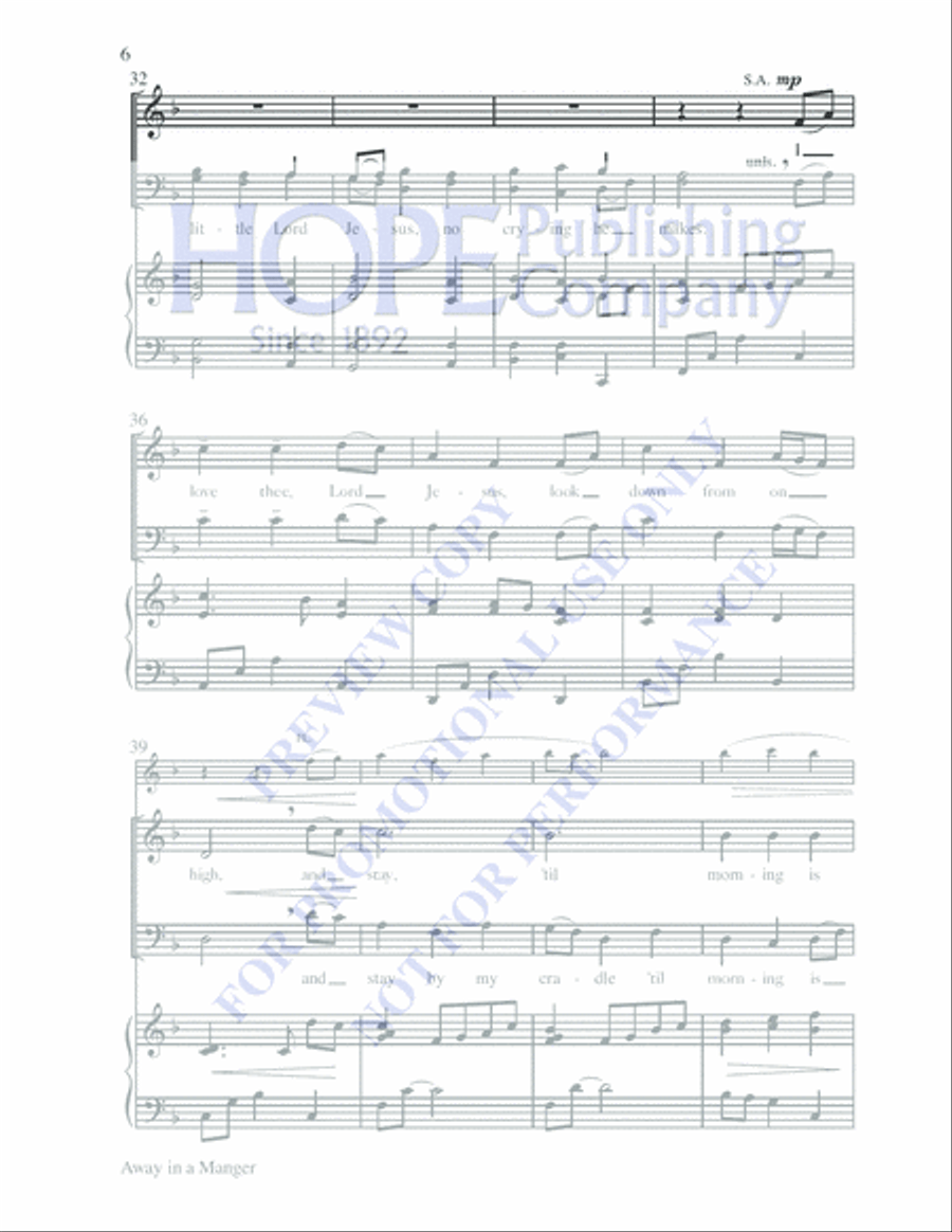 Away in a Manger 4-Part scores gallery preview page 6