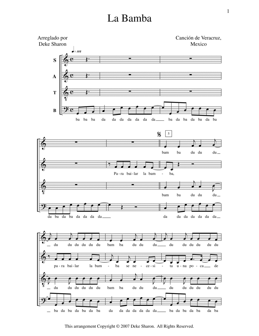 La Bamba 4-Part scores gallery preview page 1