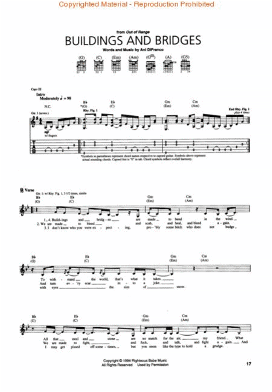Best of Ani DiFranco for Guitar Electric Guitar scores gallery preview page 3