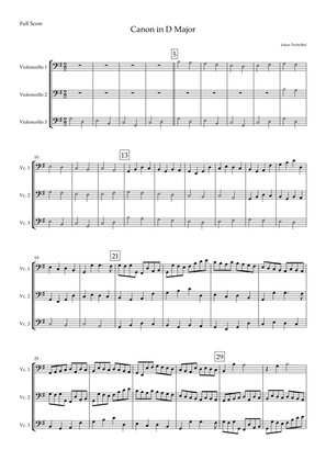 Canon (Johann Pachelbel) for Cello Trio in G Major