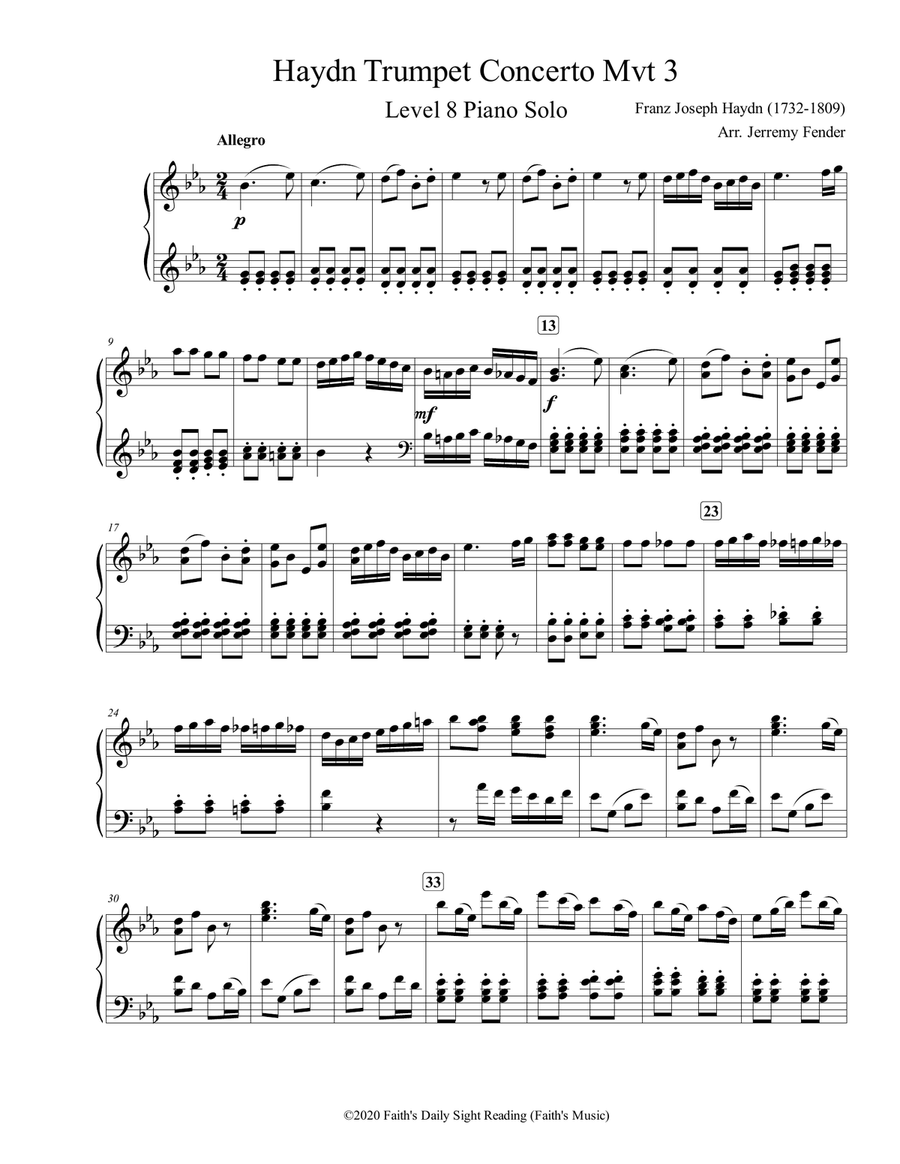 Haydn Trumpet Concerto Mvt 3 Trumpet scores gallery preview page 1