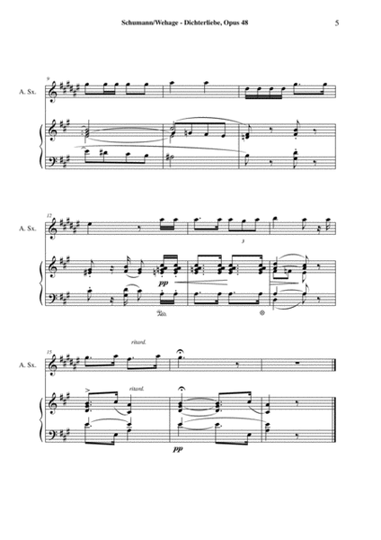 Robert Schumann: Dichterliebe, Opus 48, arranged for alto saxophone and piano
