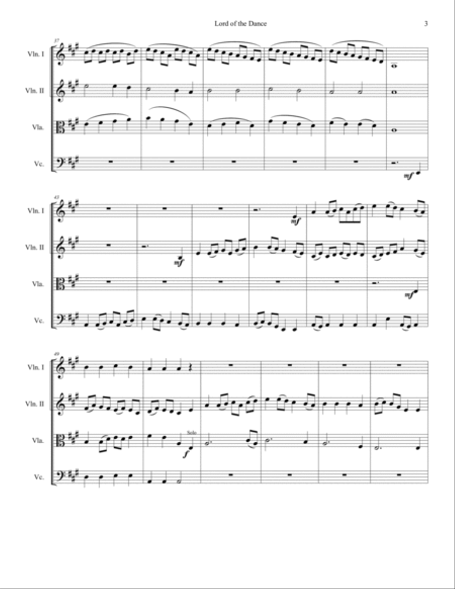 Lord of the Dance Lord of the Dance String Quartet scores gallery preview page 3