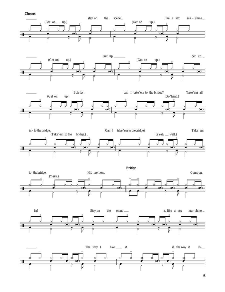 Get Up (I Feel Like Being A Sex Machine) Drum Set scores gallery preview page 5