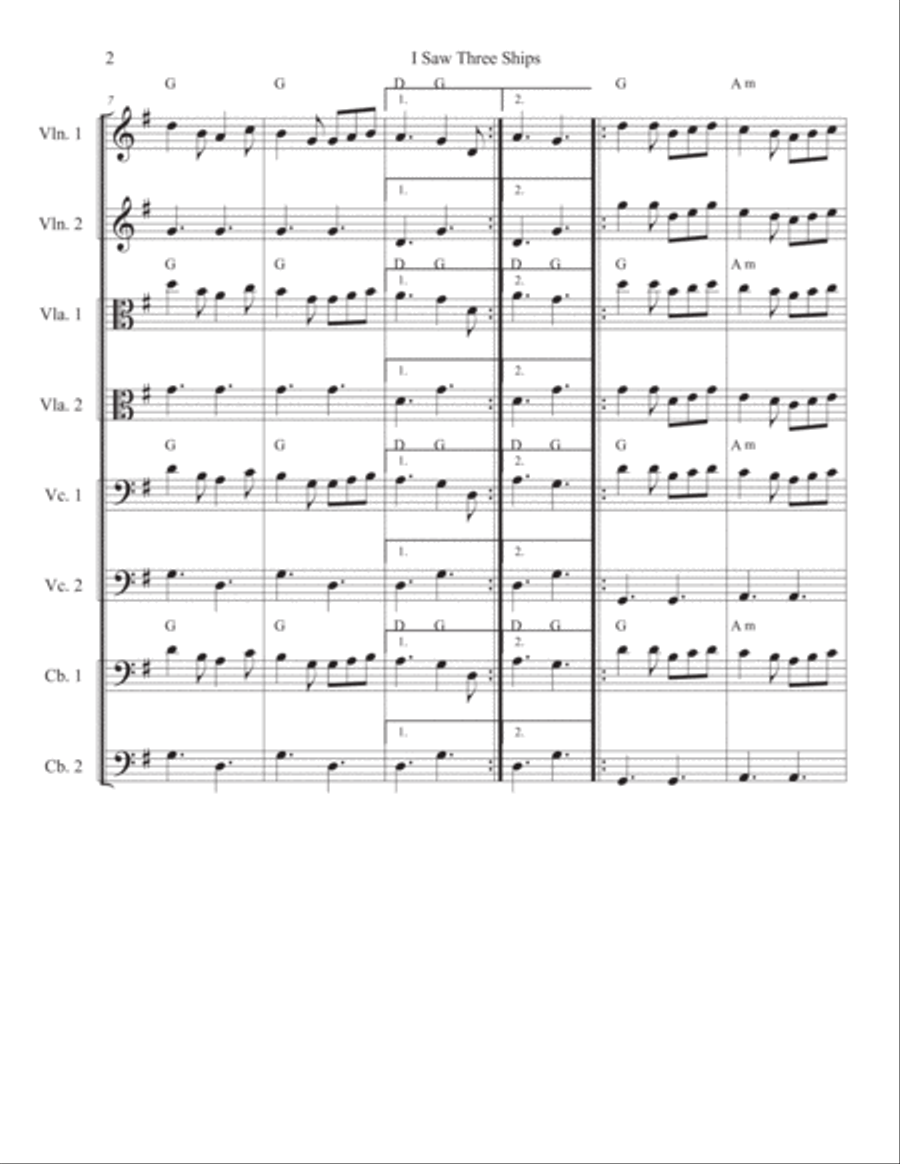 I Saw Three Ships/In Dulci Jubilo String Orchestra scores gallery preview page 2