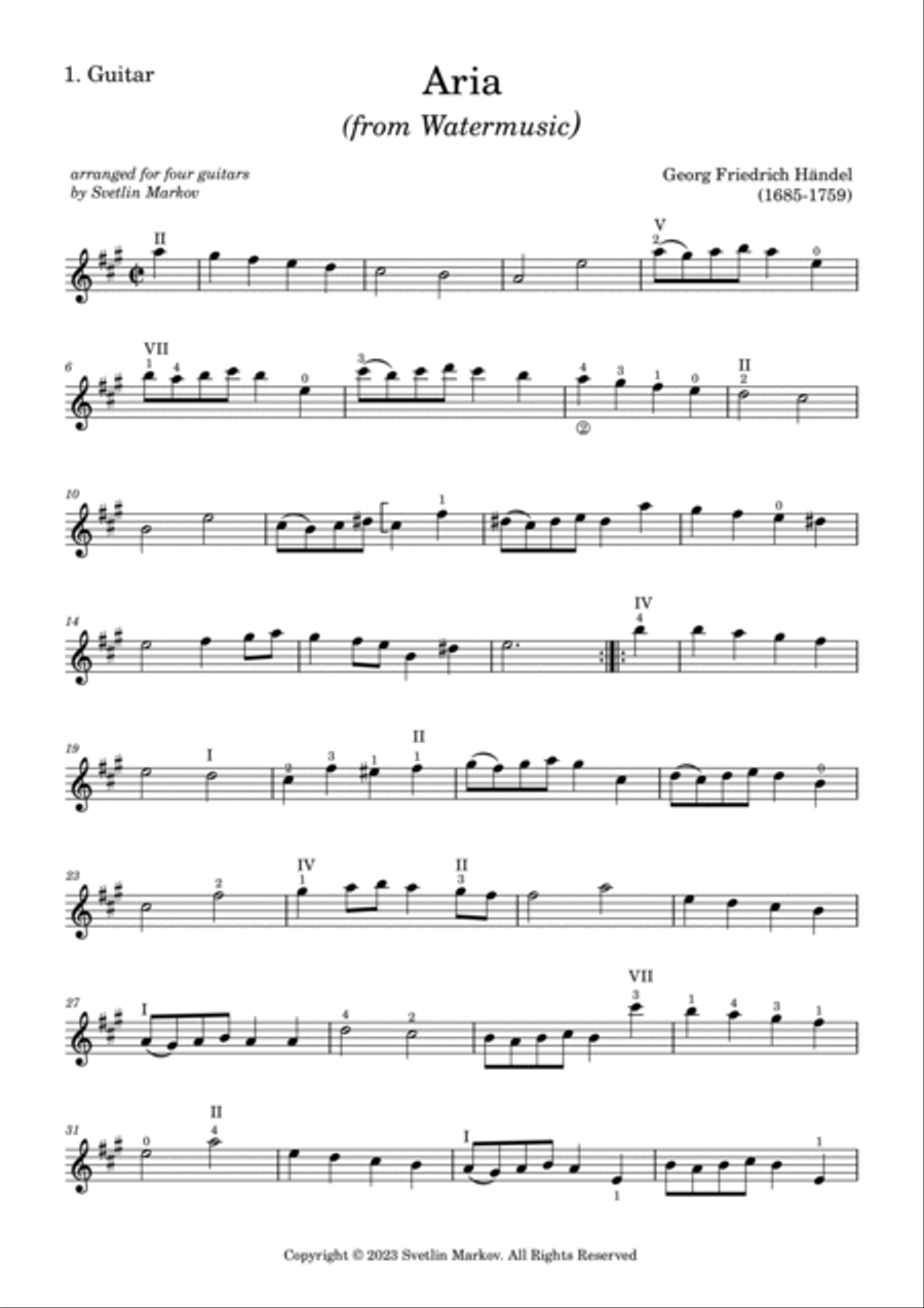 Aria (from Watermusic) Classical Guitar scores gallery preview page 5