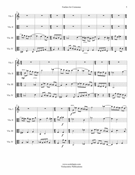 Fanfare for Cremonus for 4-part Viola Ensemble or Viola Quartet