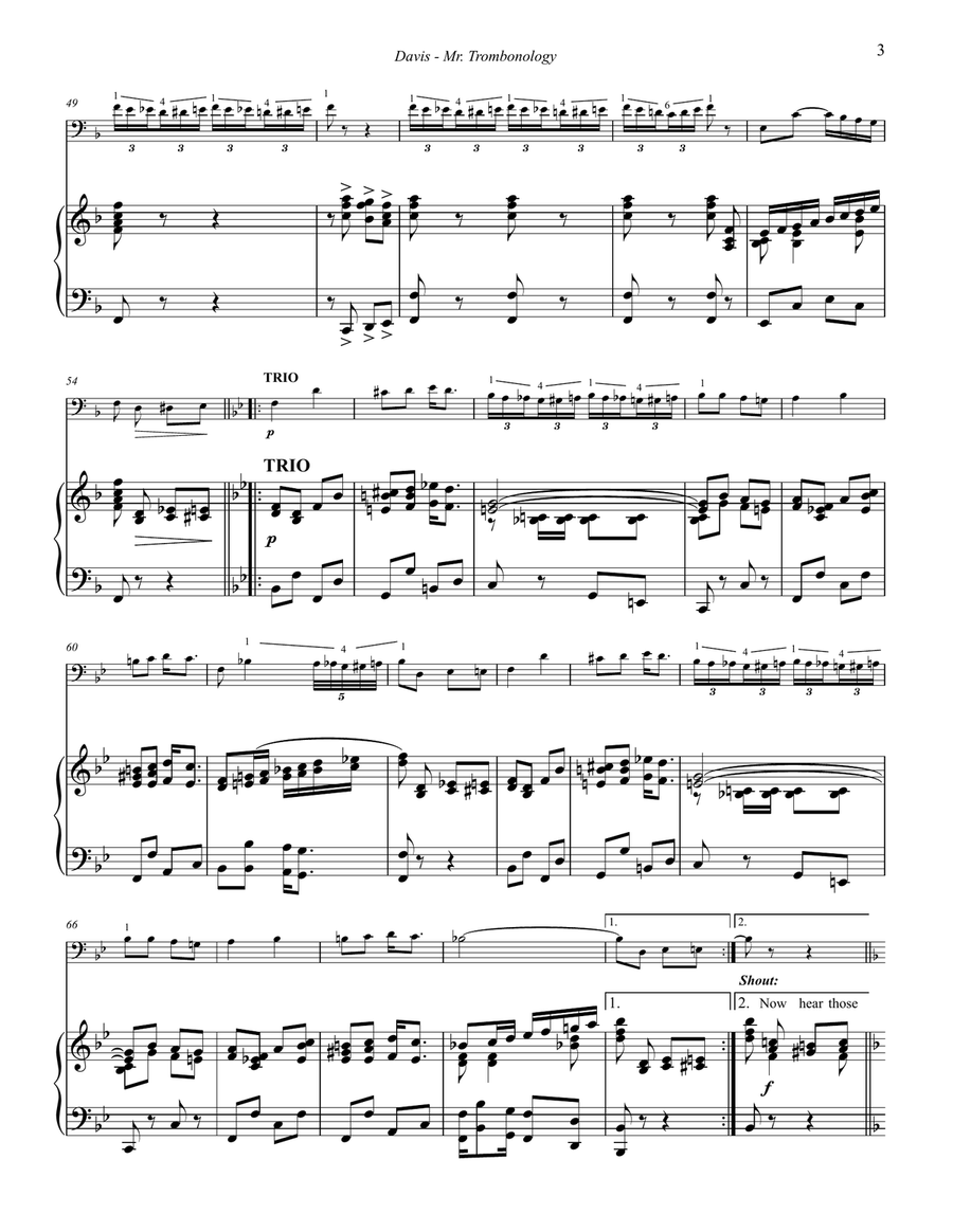 Mr. Trombonology for Trombone and Piano Piano scores gallery preview page 3