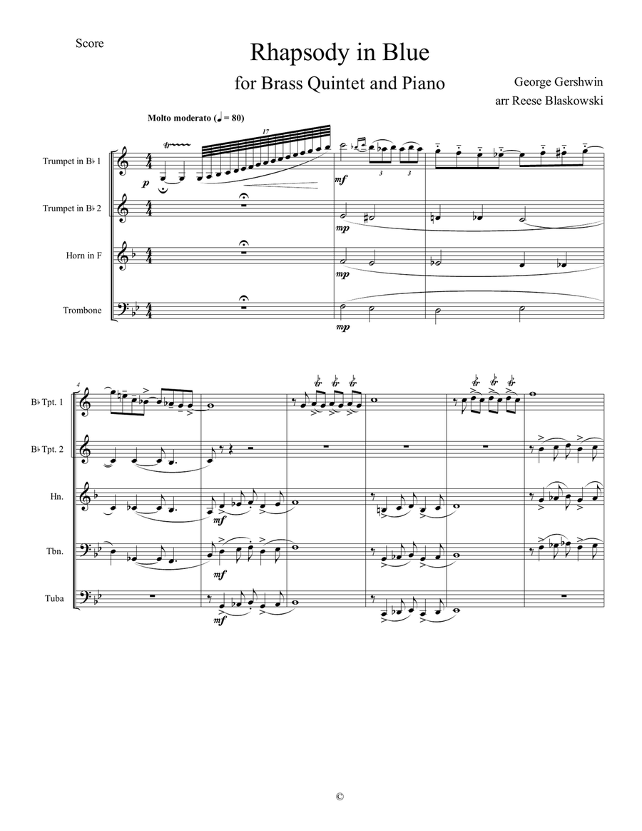 Rhapsody in Blue - Brass Quintet and Piano Brass Quintet scores gallery preview page 2