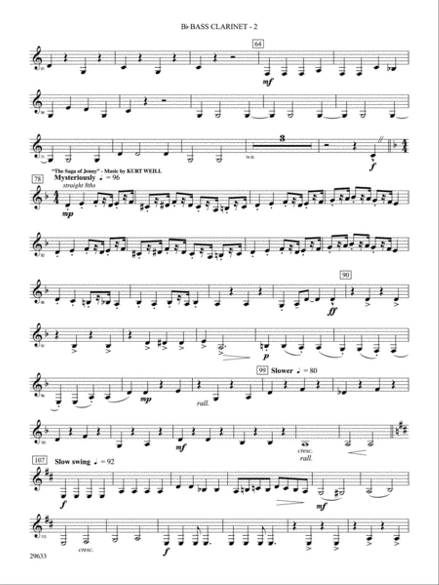 A Tribute to Kurt Weill: B-flat Bass Clarinet Concert Band scores gallery preview page 2
