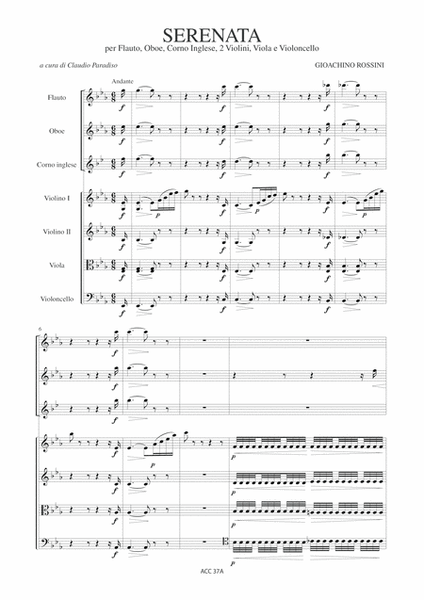 Serenata in Mi flat Major for Flute, Oboe, English Horn, 2 Violins, Viola and Violoncello
