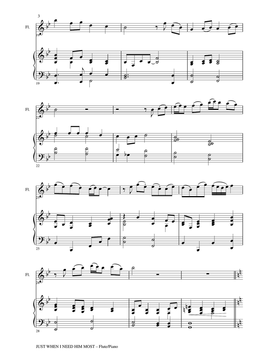 JUST WHEN I NEED HIM MOST (Flute/Piano and Flt Part) Flute scores gallery preview page 3