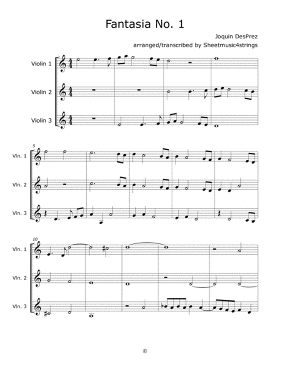 des Prez, J. - Fantasia No. 1 for Three Violins image number null
