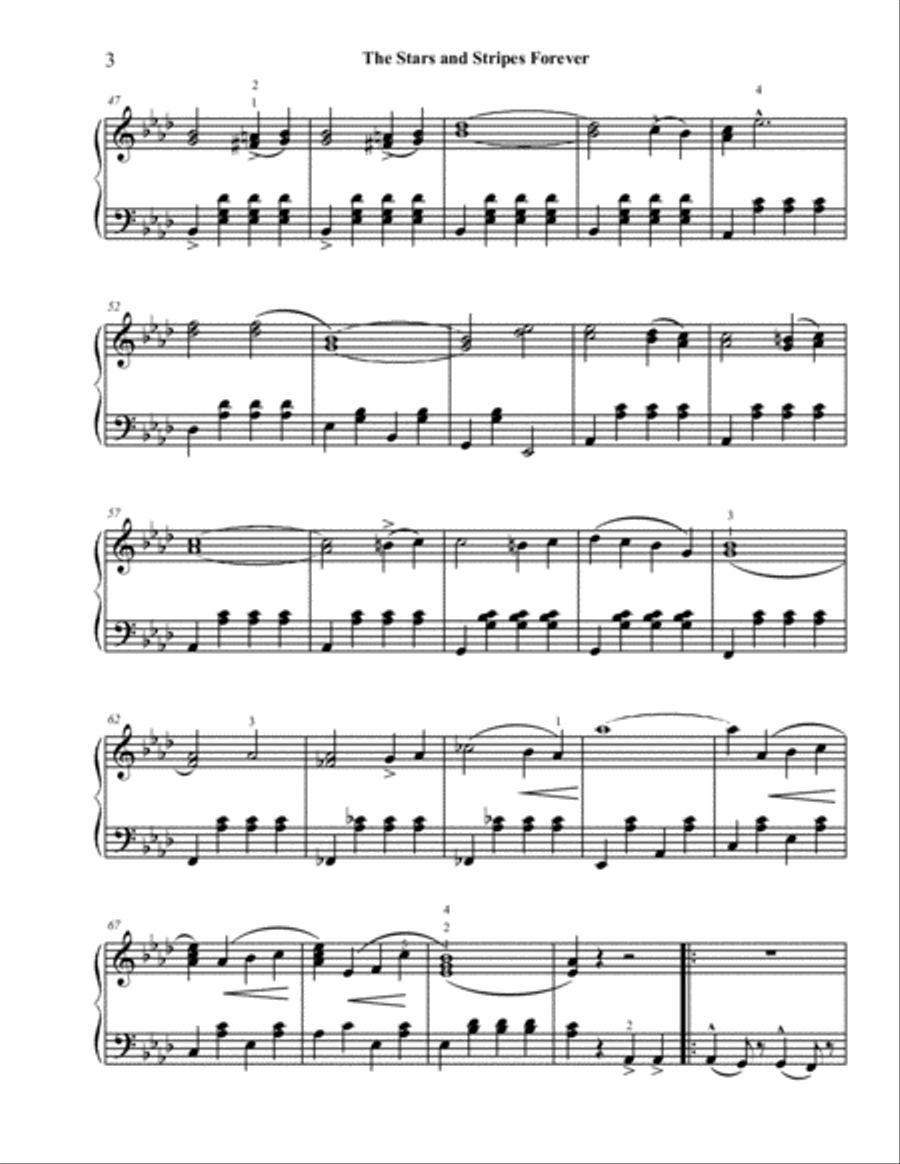 The Stars and Stripes Forever, intermediate piano solo Piano Solo scores gallery preview page 4