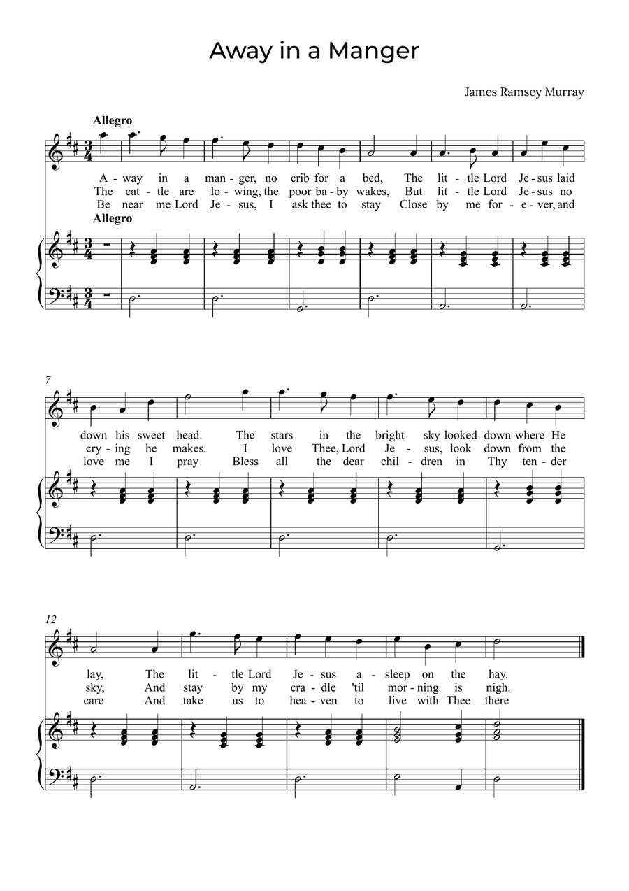 Away in a Manger - Soprano in D image number null