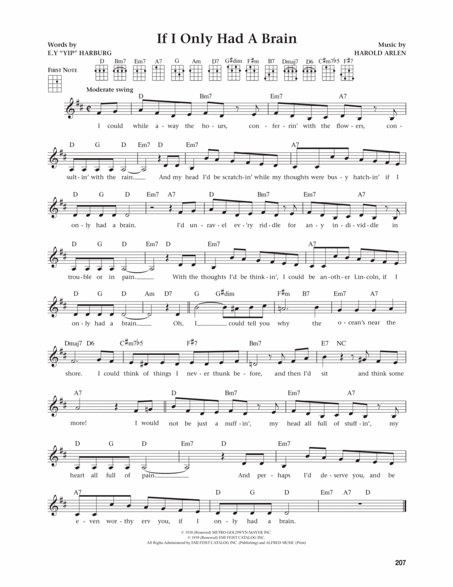 If I Only Had A Brain (from The Daily Ukulele) (arr. Jim Beloff) Ukulele scores gallery preview page 1