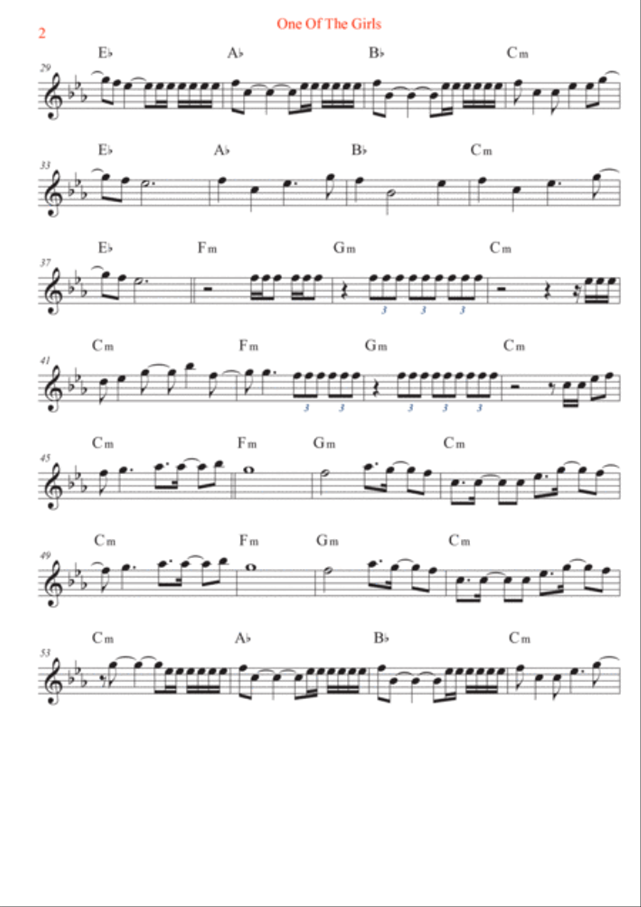 One Of The Girls Electric Guitar scores gallery preview page 2