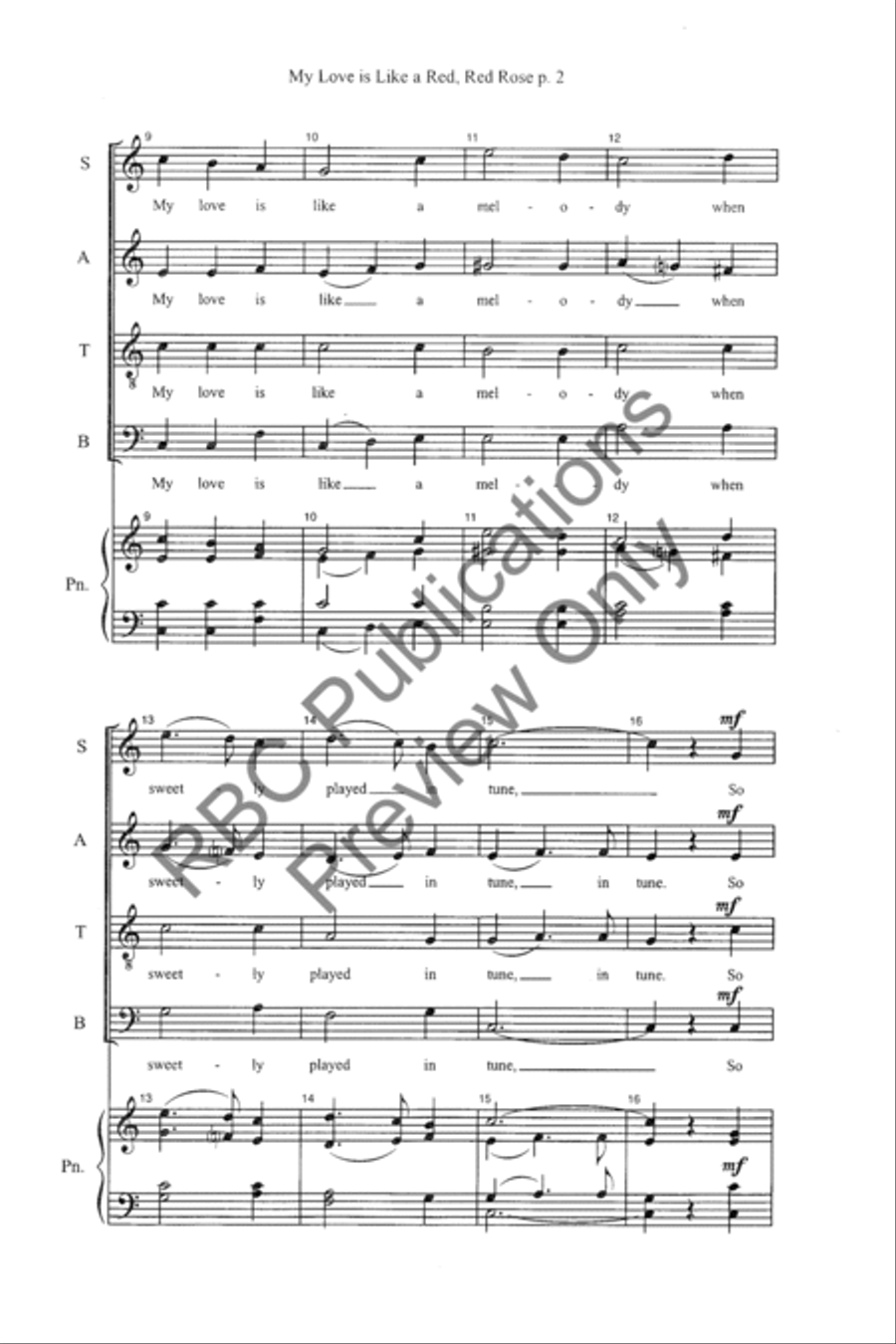 My Love Is Like A Red, Red Rose (SATB) 4-Part scores gallery preview page 4