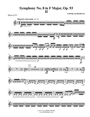 Beethoven Symphony No. 8, Movement II - Horn in F 1 (Transposed Part), Op. 93