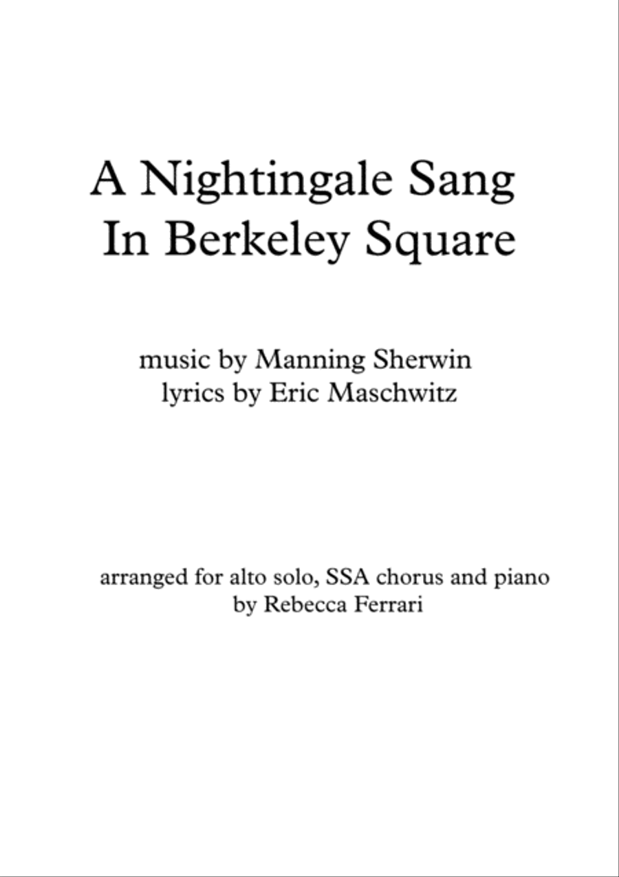 A Nightingale Sang In Berkeley Square SSA scores gallery preview page 1