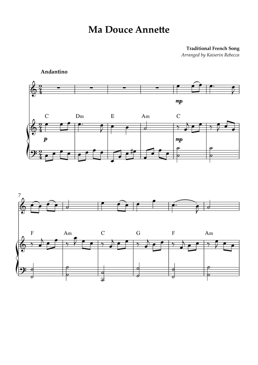 Ma Douce Annette (My Sweet Annette) Violin Solo scores gallery preview page 1