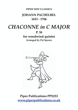 Book cover for PACHELBEL CHACONNE IN C MAJOR P. 38 FOR WOODWIND QUINTET