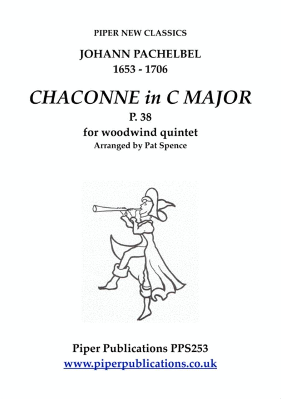 Book cover for PACHELBEL CHACONNE IN C MAJOR P. 38 FOR WOODWIND QUINTET