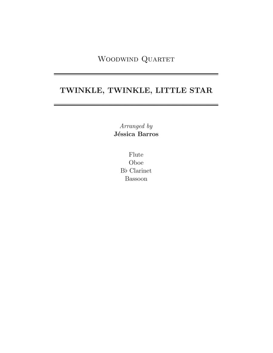 Twinkle, twinkle, little star (Woodwind Quartet) image number null