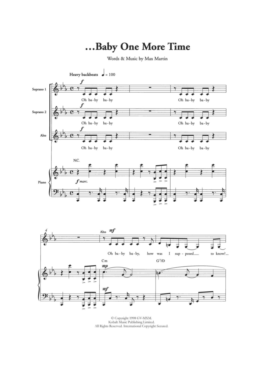 ...Baby One More Time (Arr. Berty Rice) Choir scores gallery preview page 1