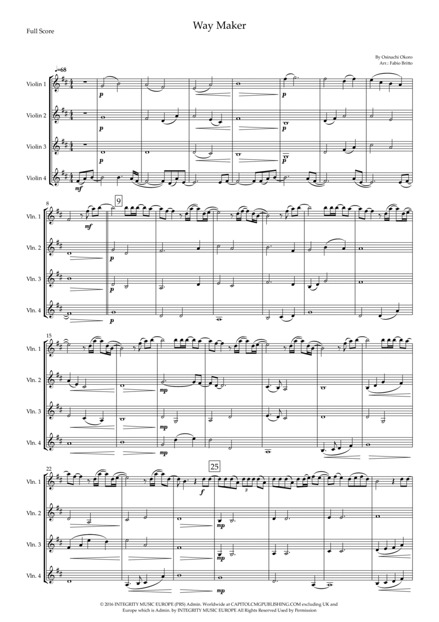 Way Maker String Quartet scores gallery preview page 1