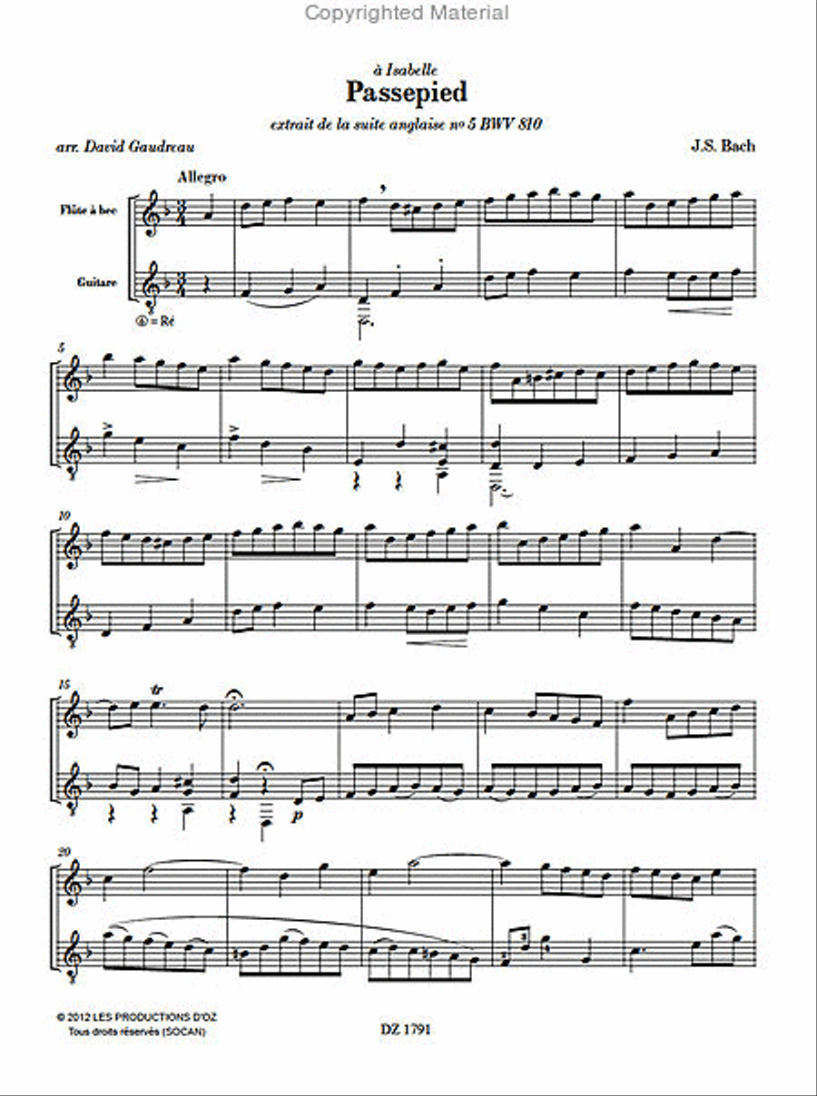 Passepied Recorder scores gallery preview page 2