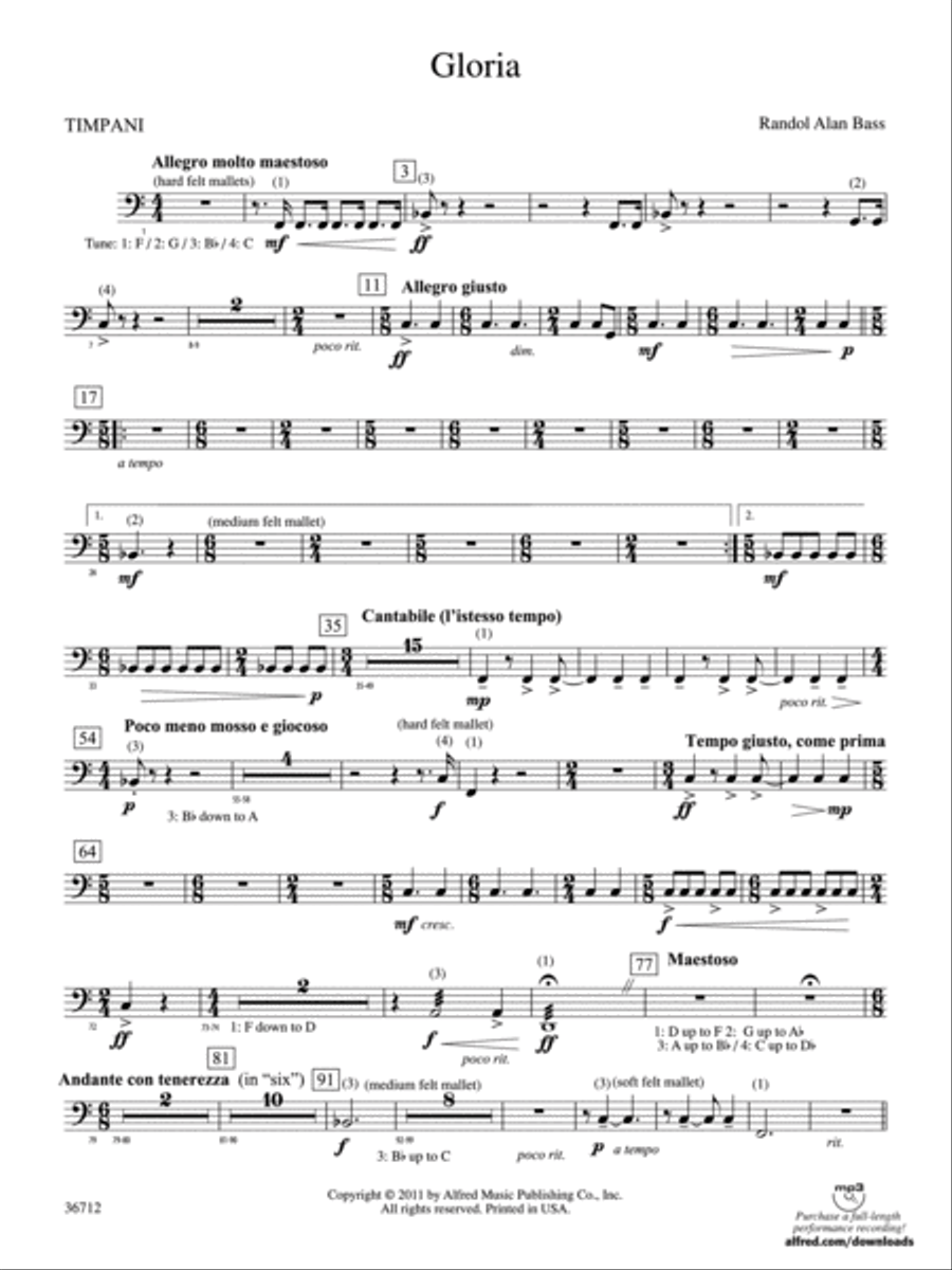 Gloria: Timpani Concert Band scores gallery preview page 1