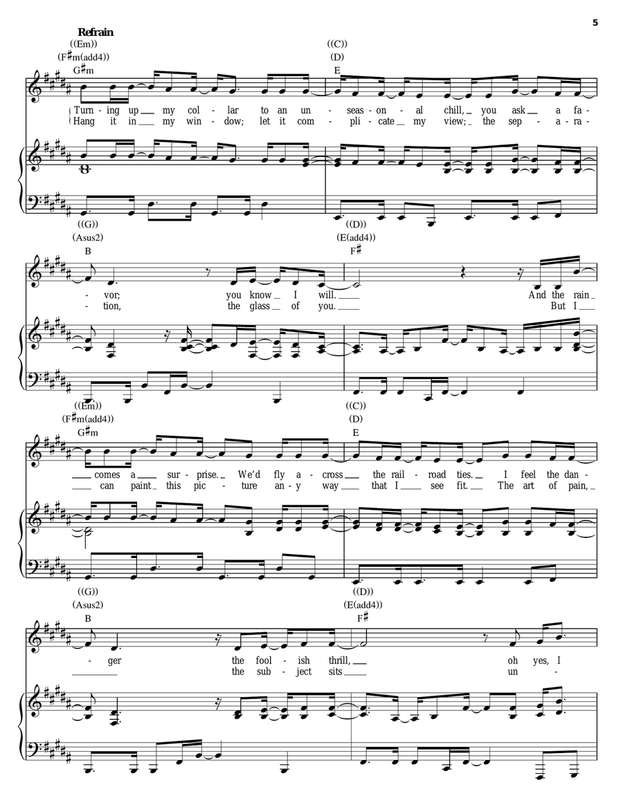 Collecting You Collecting You Piano, Vocal, Guitar scores gallery preview page 5