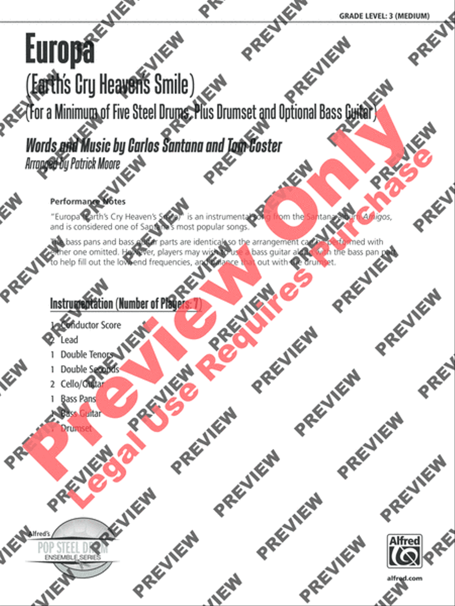 Europa (Earth's Cry Heaven's Smile) Steel Drum Band scores gallery preview page 18