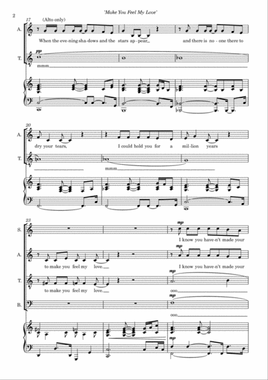 Make You Feel My Love 4-Part scores gallery preview page 4